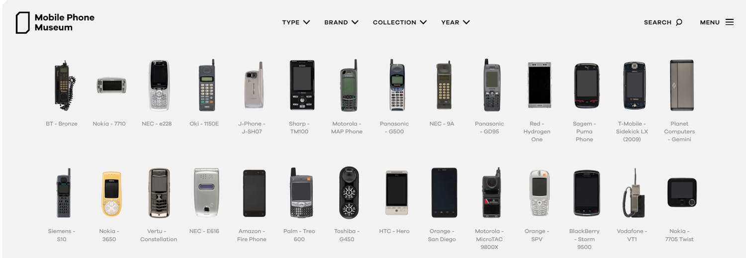 The Mobile Phone Museum: The Mobile Phone Museum har over 2100 mobiltelefoner på deres hjemmeside.